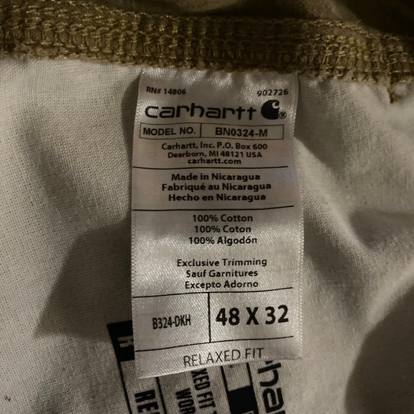 Carhartt Relaxed Fit Carpenter Tan Work Pants Men’s Size 48x32 - Picture 9 of 10